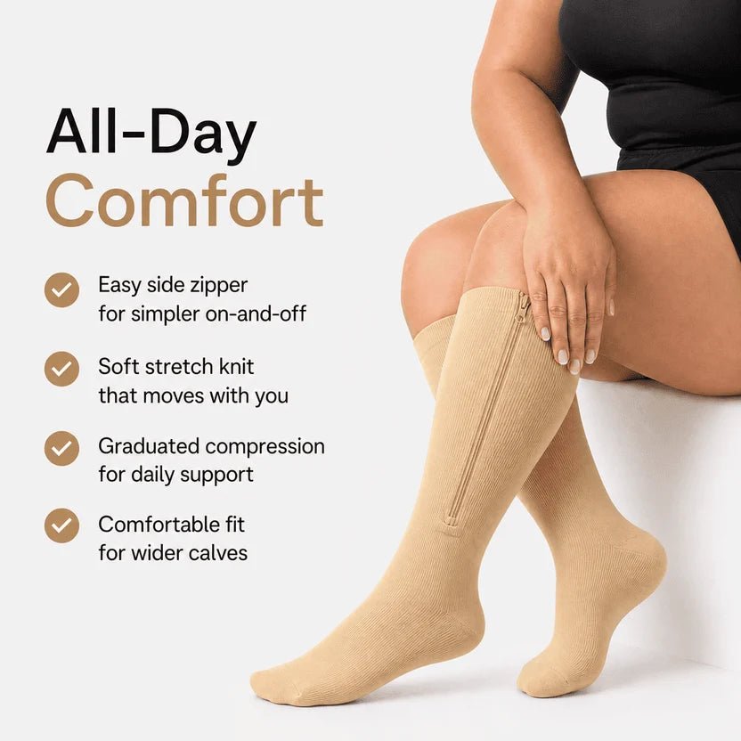 ZipEase™ Knee-High Medical Compression Socks ( Free Size )