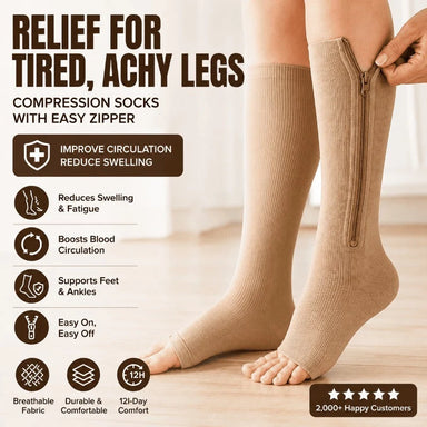 ZipEase™ Knee-High Medical Compression Socks ( Free Size )