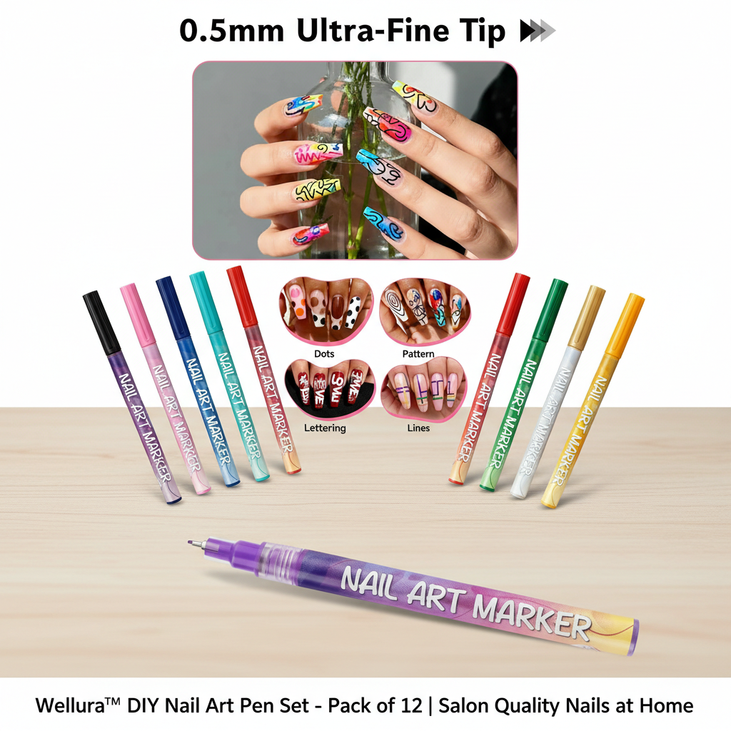 Wellura™ Nail Art Pens - 12 Colors | Salon Quality Nails at Home