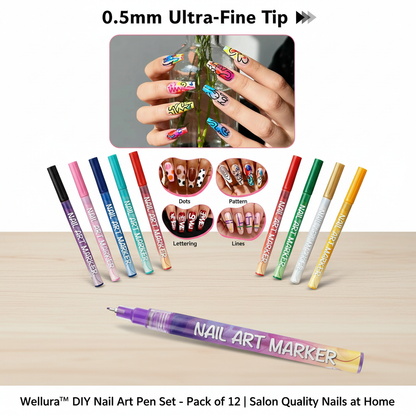 Wellura™ Nail Art Pens - 12 Colors | Salon Quality Nails at Home