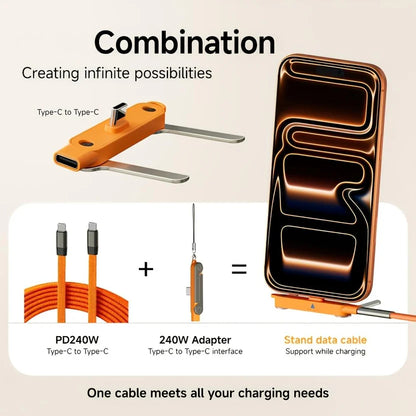 Reve™ Dock 4 in 1 Detachable Cable + Phone Stand (Type C to Type C)